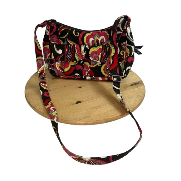 Vera Bradley Libby Puccini Brown Red Crossbody Bag Purse Psychedelic Retired - Picture 2 of 11
